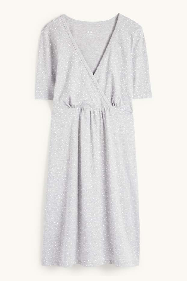 Dames - Voedingsnachthemd - met stippen - lichtgrijs