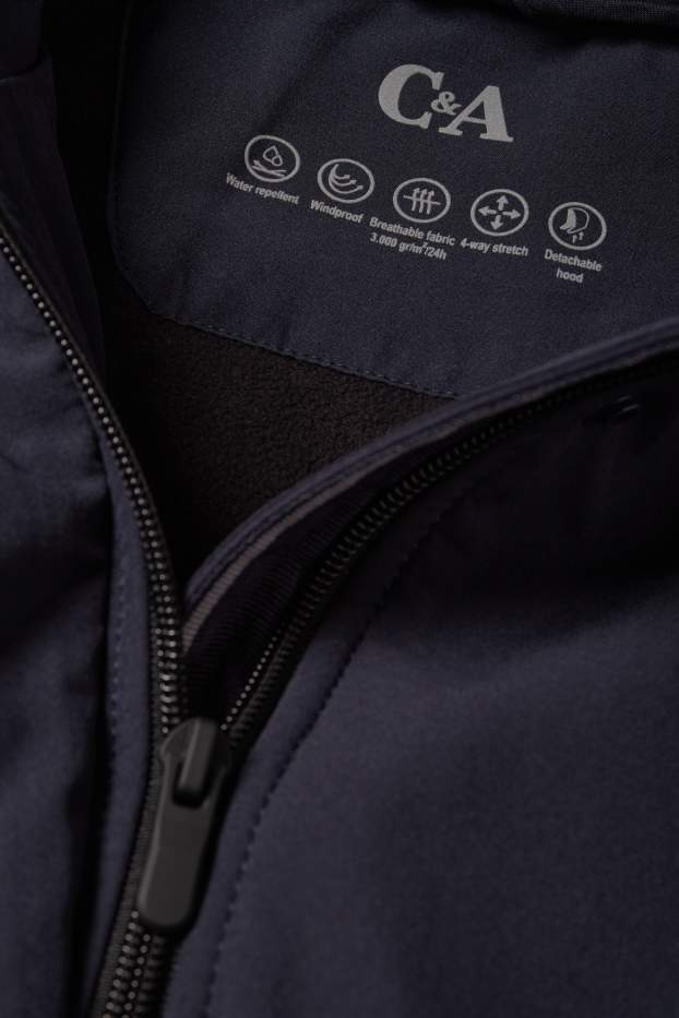 Dames - Softshellmantel met capuchon - waterafstotend - 4 Way Stretch - donkerblauw