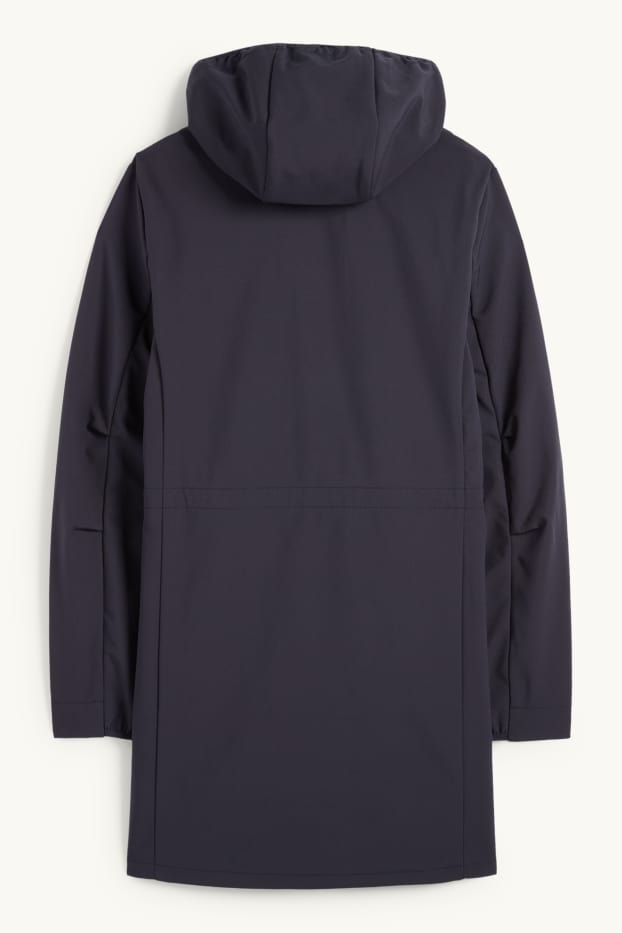 Dames - Softshellmantel met capuchon - waterafstotend - 4 Way Stretch - donkerblauw