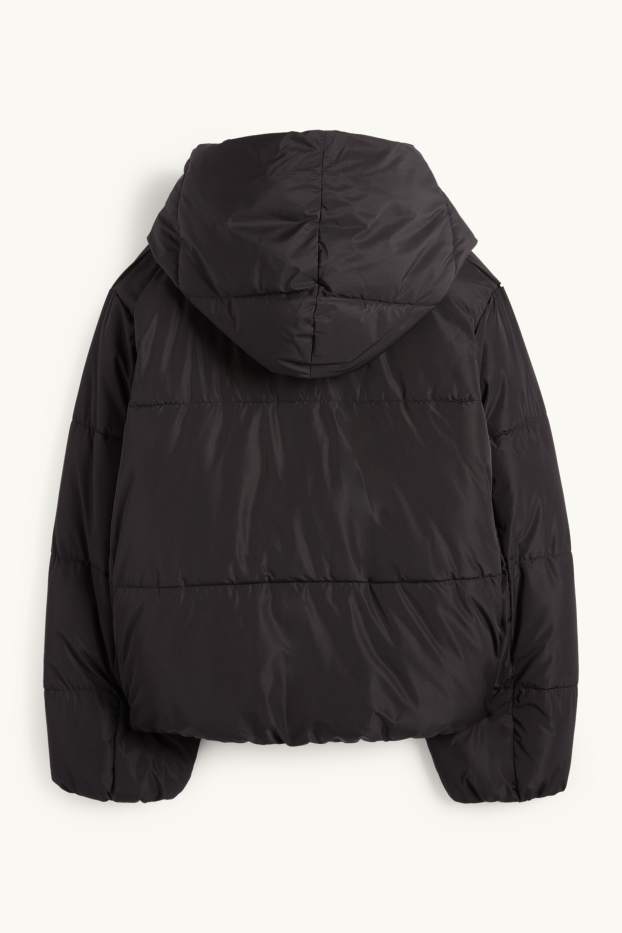 Donna - Giacca trapuntata con cappuccio - idrorepellente - nero