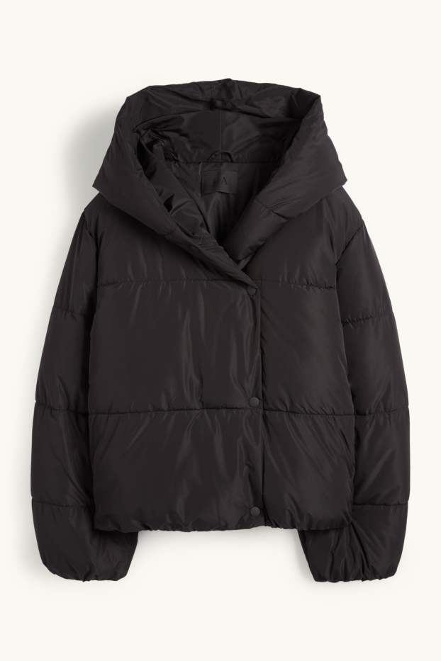 Donna - Giacca trapuntata con cappuccio - idrorepellente - nero