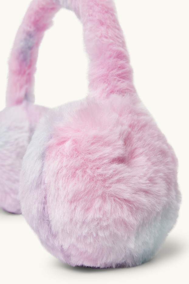 Enfants filles - Cache-oreilles en imitation fourrure - à motif - rose