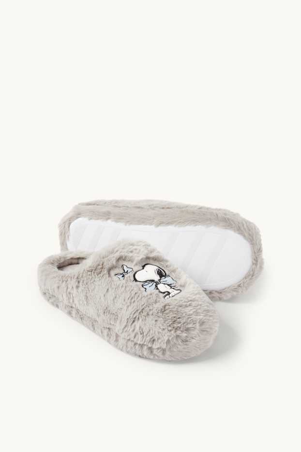 Donna - Pantofole di ecopelliccia - Snoopy - grigio