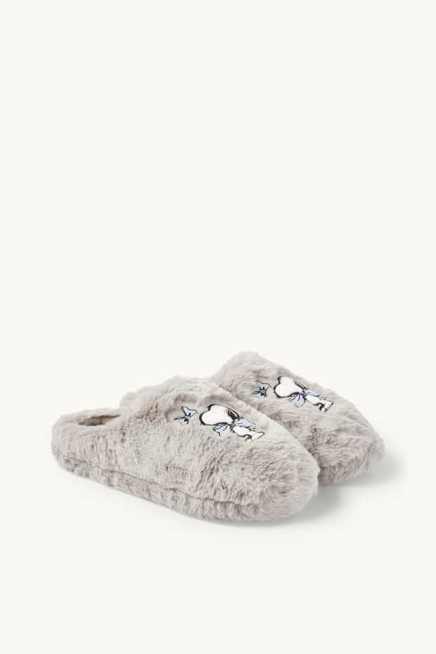 Donna - Pantofole di ecopelliccia - Snoopy - grigio
