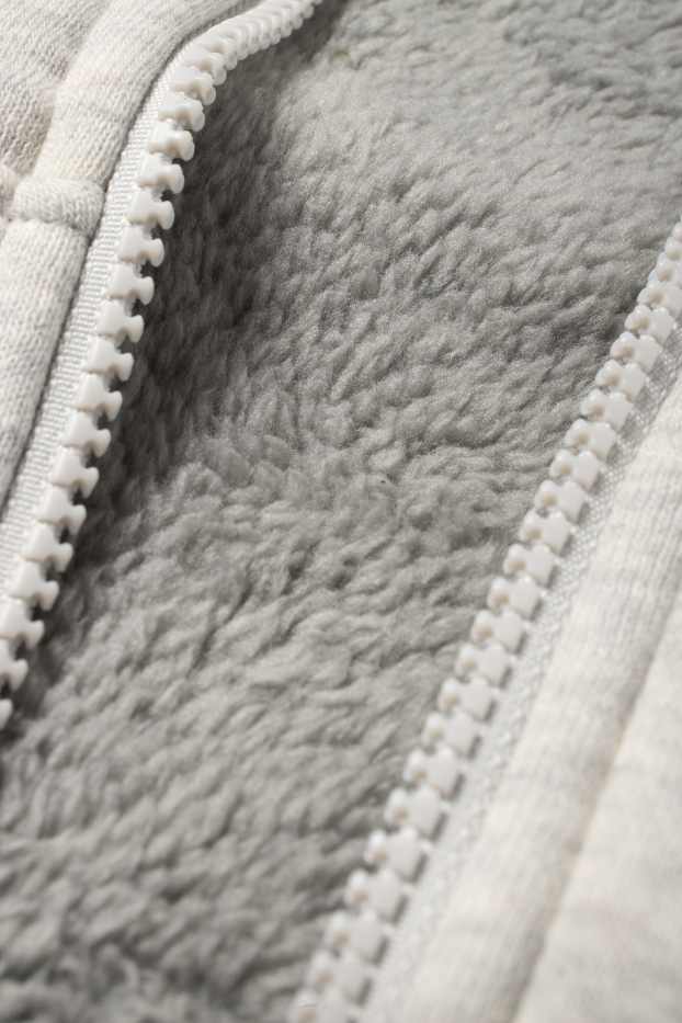 Kinderen: jongens - Graafmachine - sweatvest met capuchon - licht grijs-mix