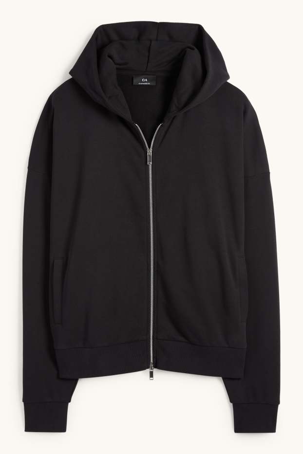 Uomo - Felpa con zip e cappuccio - nero