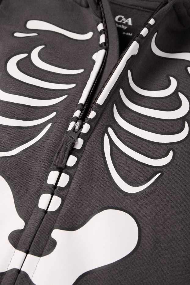 Baby: jongens - Skelet - babypak voor Halloween - donkergrijs