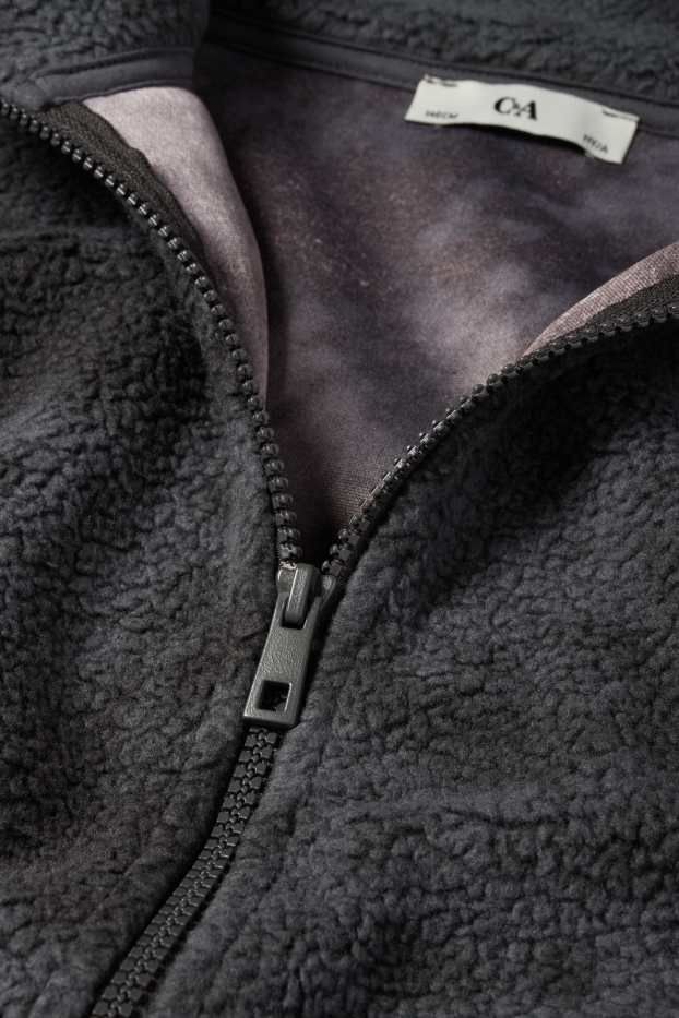 Kinder Buben - Teddy-Jacke - dunkelgrau