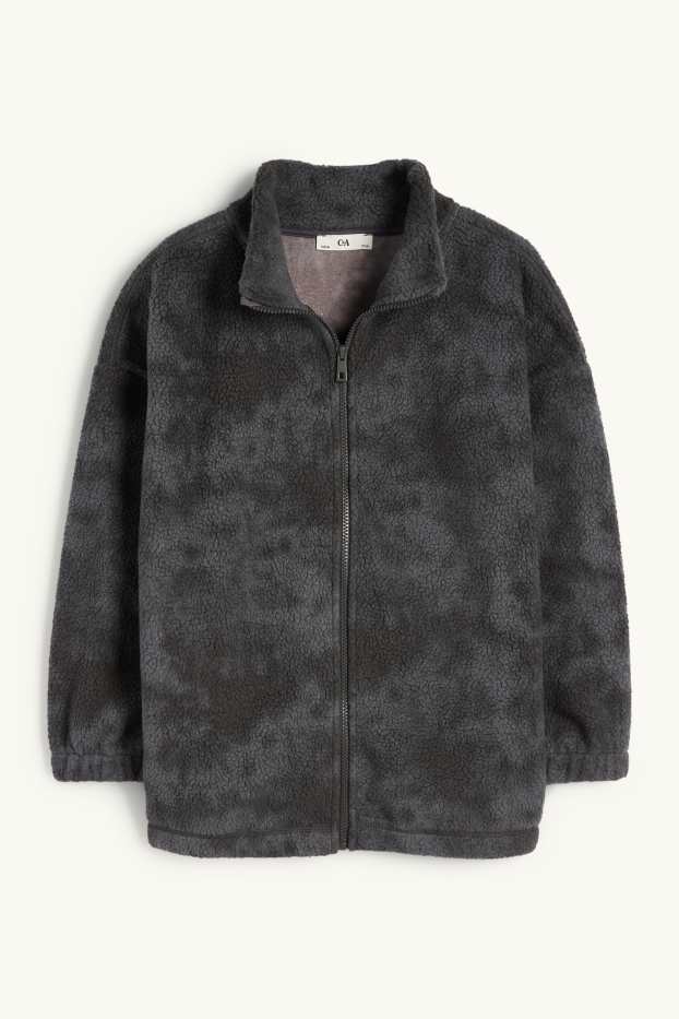 Kinder Buben - Teddy-Jacke - dunkelgrau