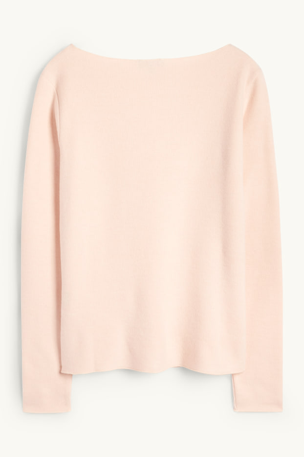 Donna - Maglia a maniche lunghe - regular fit - a coste - rosa