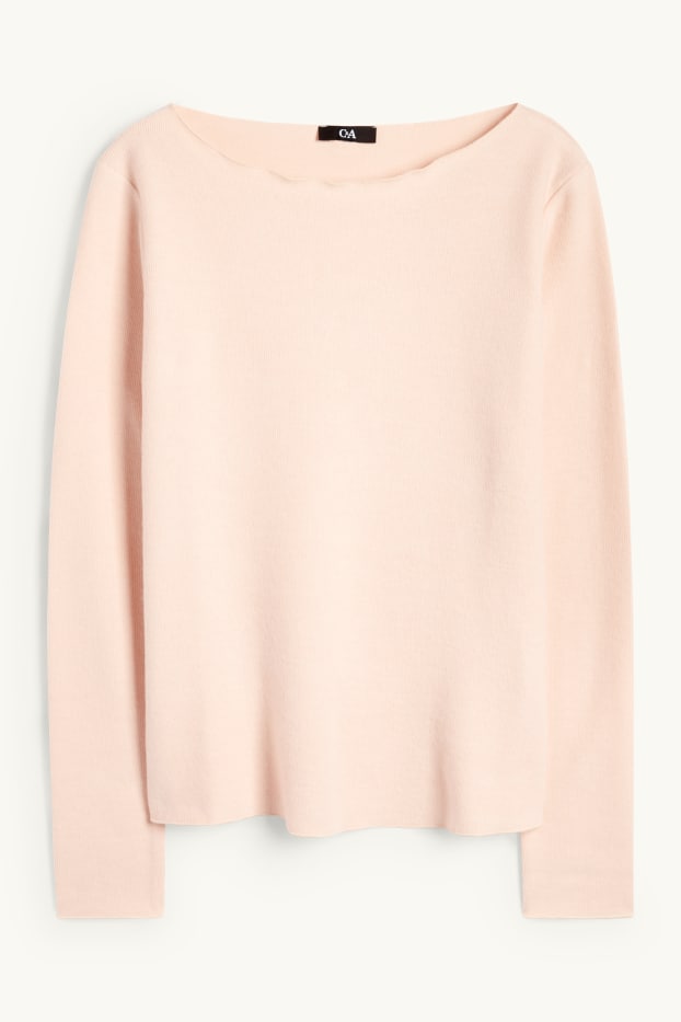 Donna - Maglia a maniche lunghe - regular fit - a coste - rosa