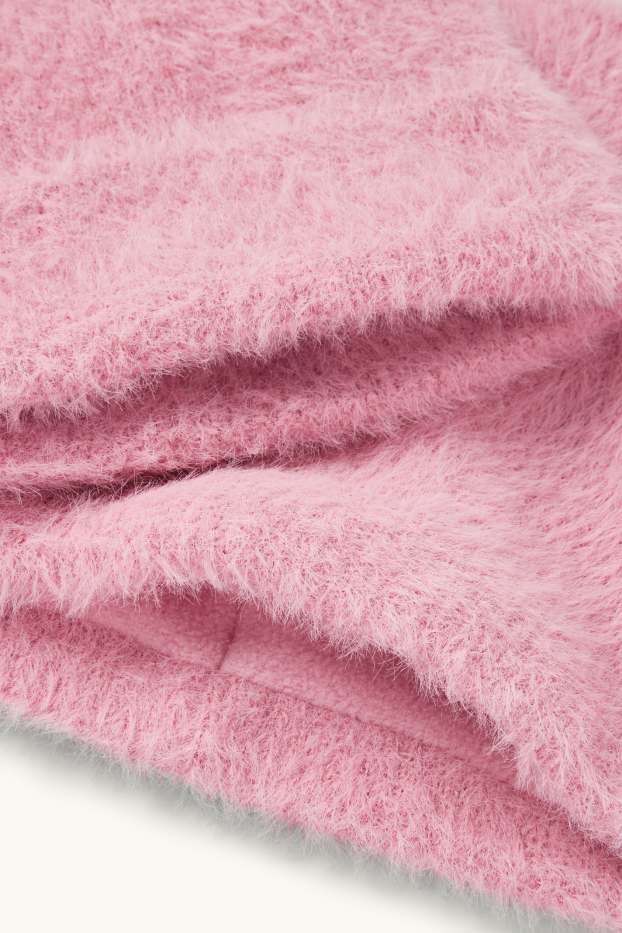 Copii - Fete - Set - căciulă și fular circular - 2 piese - roz