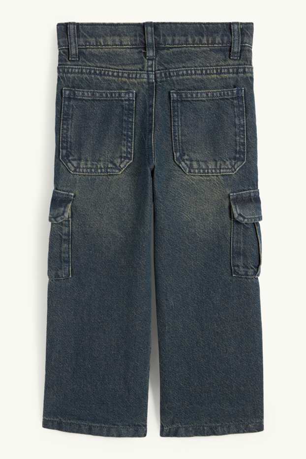 Kinder Buben - Cargo Jeans - Thermojeans - jeansblaugrau