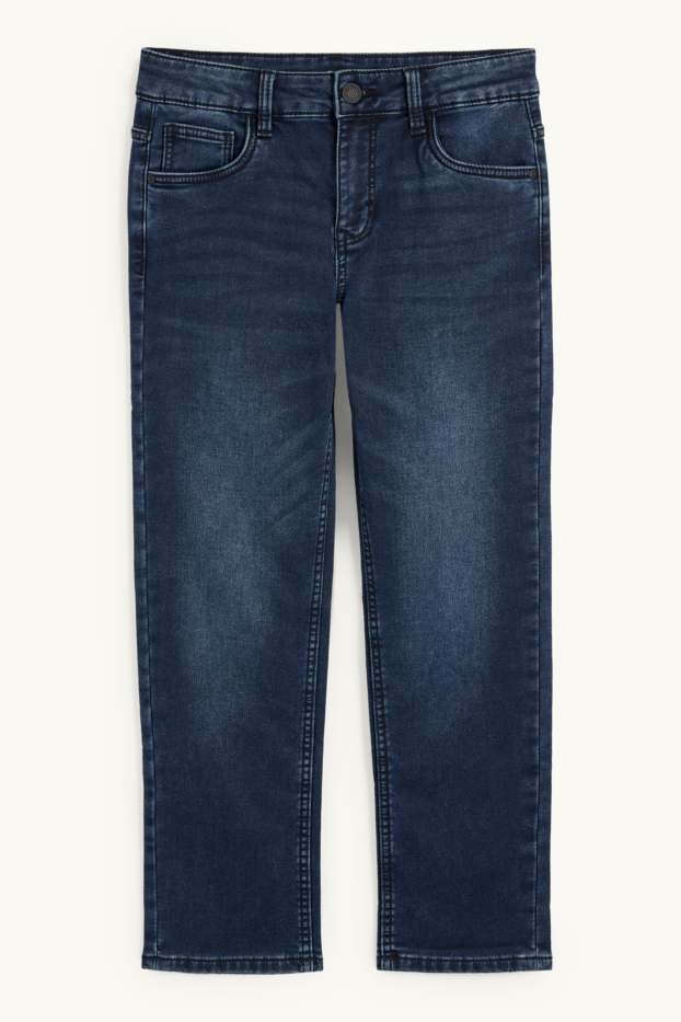 Children Boys - Straight jeans - thermal jeans - jog denim - extra-wide waistband - denim-dark blue
