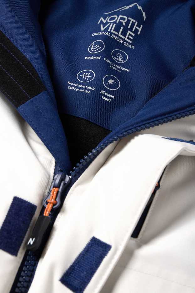 Kinder Jungen - Skianzug mit Kapuze - wasserdicht - dunkelblau