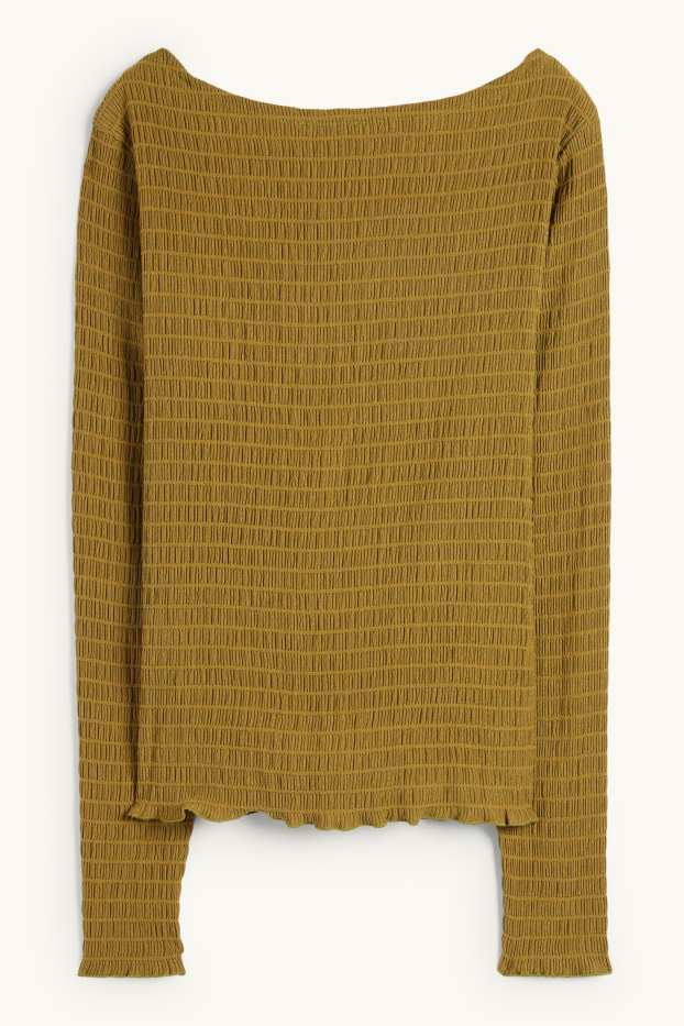 Damen - Langarmshirt - Regular Fit - gesmokt - grün