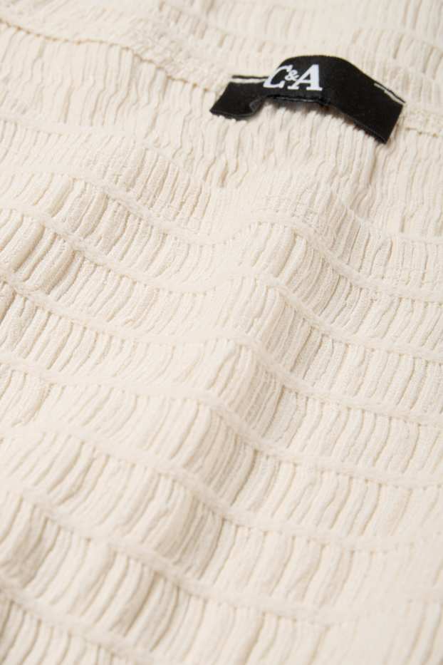 Dona - Samarreta de màniga llarga - regular fit - frunzida - blanc trencat