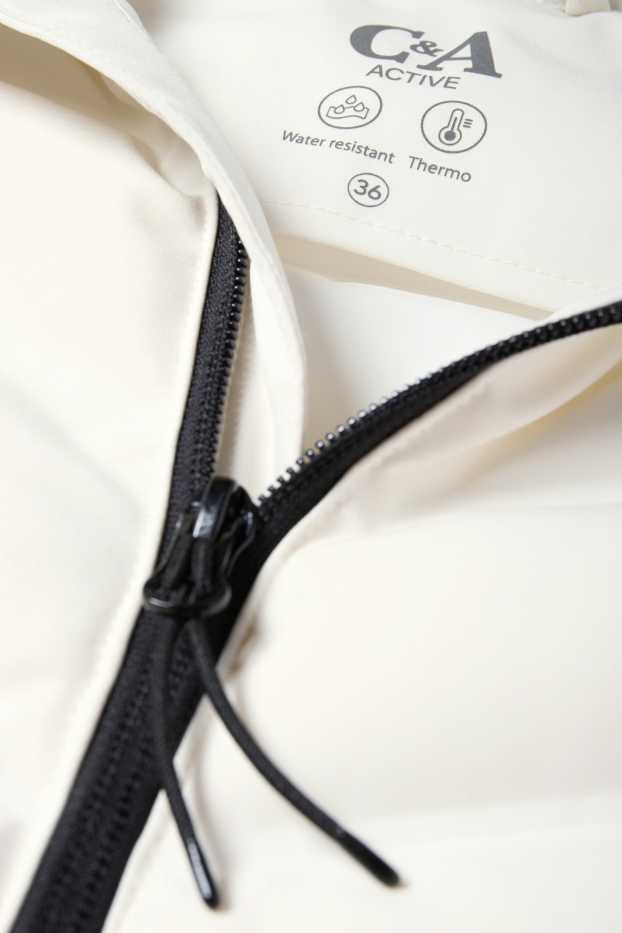 Women - Technical thermal jacket with hood - water-repellent - cremewhite