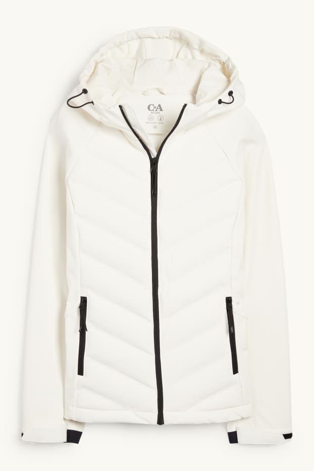 Women - Technical thermal jacket with hood - water-repellent - cremewhite