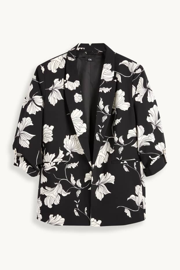 Dona - Longblazer - relaxed fit - de flors - negre/blanc