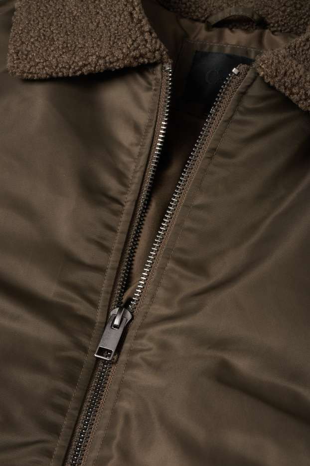 Herren - Bomberjacke - gefüttert - dunkelgrün