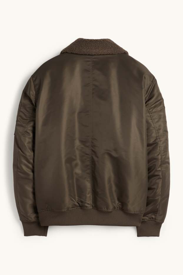 Herren - Bomberjacke - gefüttert - dunkelgrün