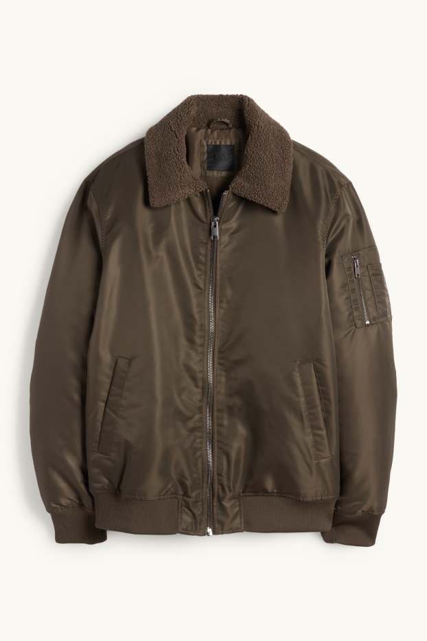 Herren - Bomberjacke - gefüttert - dunkelgrün