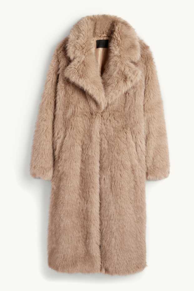 Dames - Jas van imitatiebont - lichtbruin