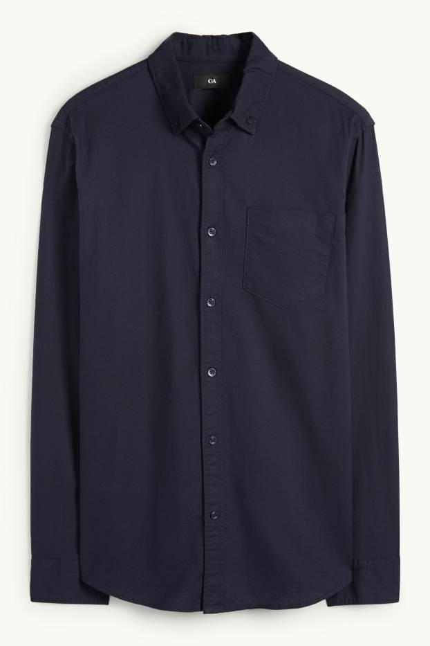 Home - Camisa - regular fit - button-down - blau fosc