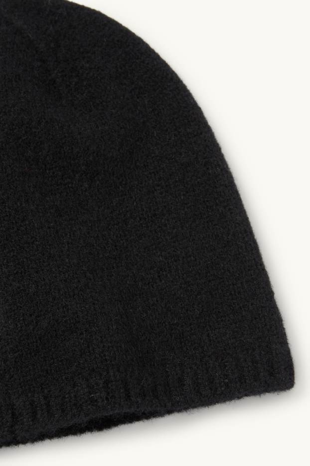 Damen - Kaschmir-Beanie - schwarz