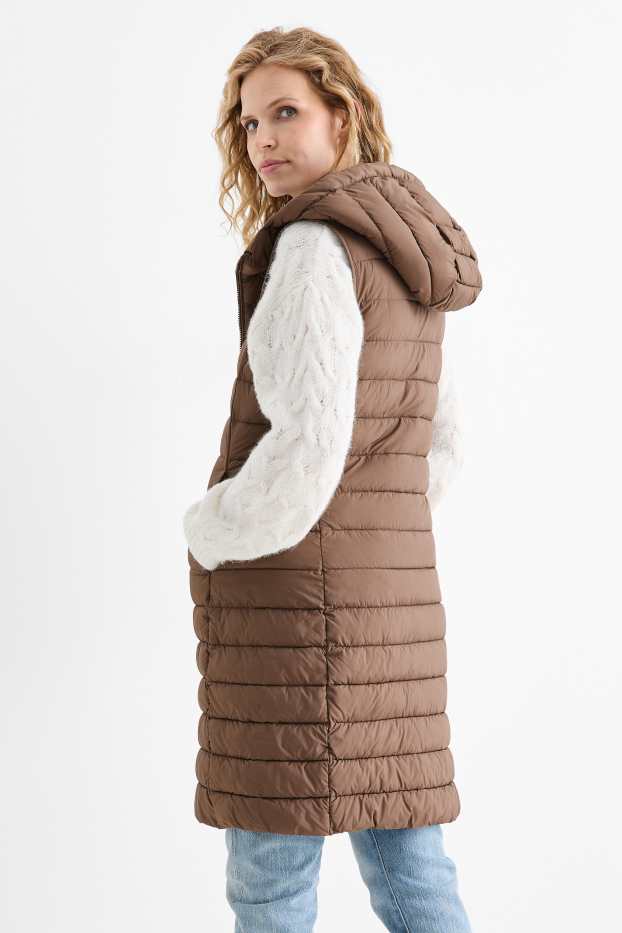 Mujer - Chaleco acolchado con capucha - marrón