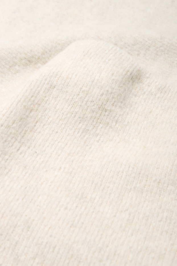 Women - Knitted trousers - mid-rise waist - wide leg - ribbed - light beige