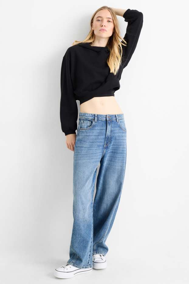 Damen - Balloon Jeans - Mid Waist - jeansblau