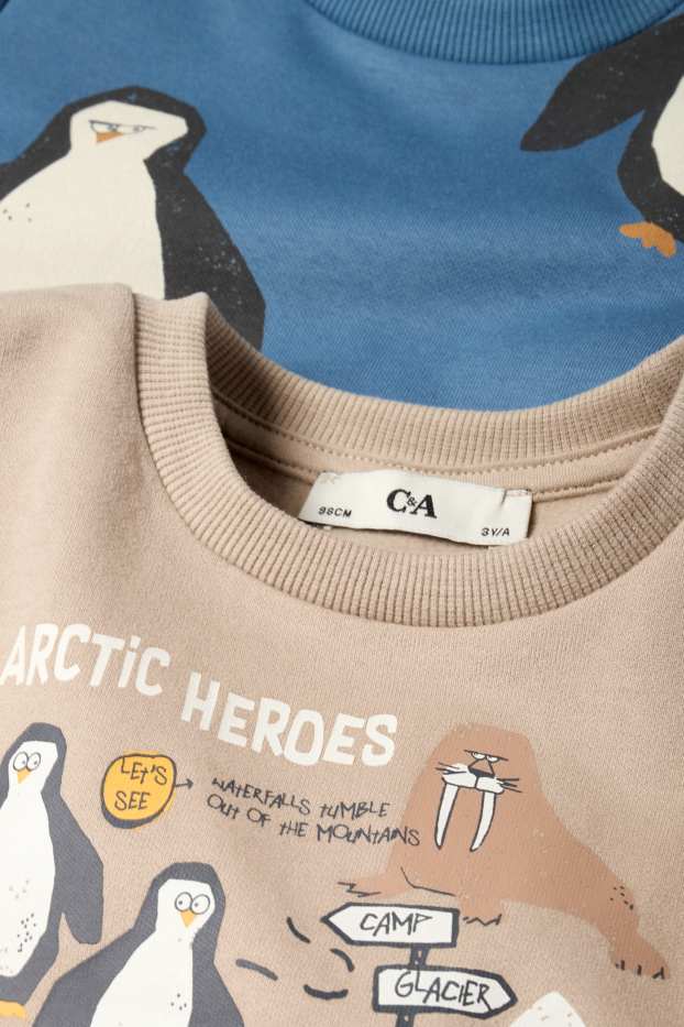 Nen - Paquet de 2 - os polar i pingüí - dessuadora - blau/beix