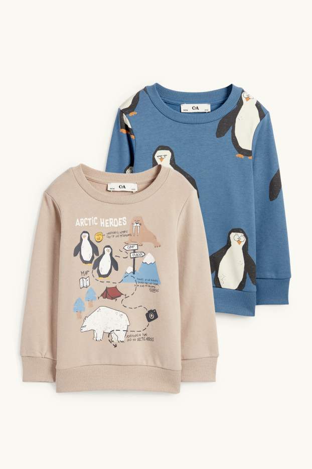 Nen - Paquet de 2 - os polar i pingüí - dessuadora - blau/beix