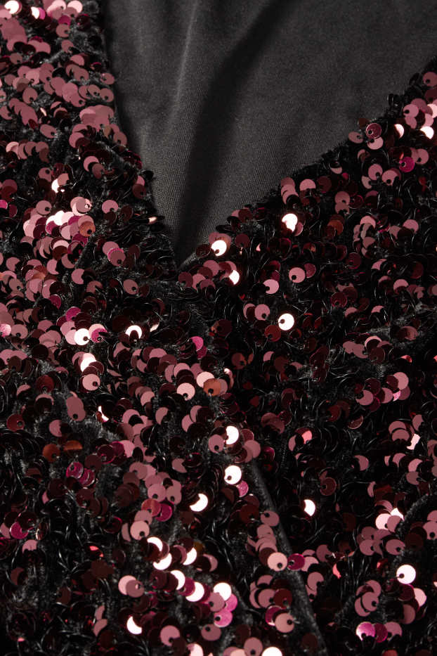 Dámské - Pajetkové bodycon šaty - bordeaux