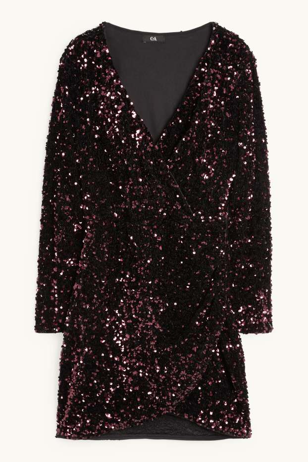 Dámské - Pajetkové bodycon šaty - bordeaux