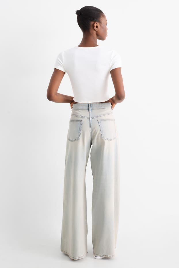 Femmes - Wide leg jean - low waist - jean bleu clair