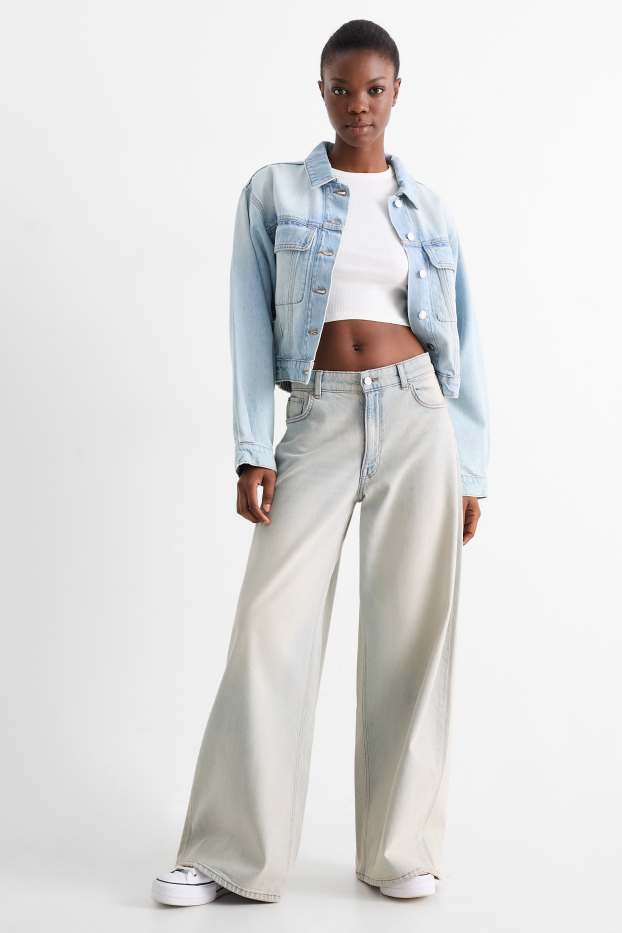 Femmes - Wide leg jean - low waist - jean bleu clair