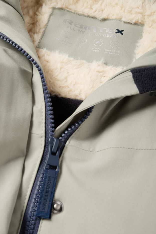 Kinder Mädchen - Regenjacke mit Kapuze - gefüttert - wasserdicht - hellgrau