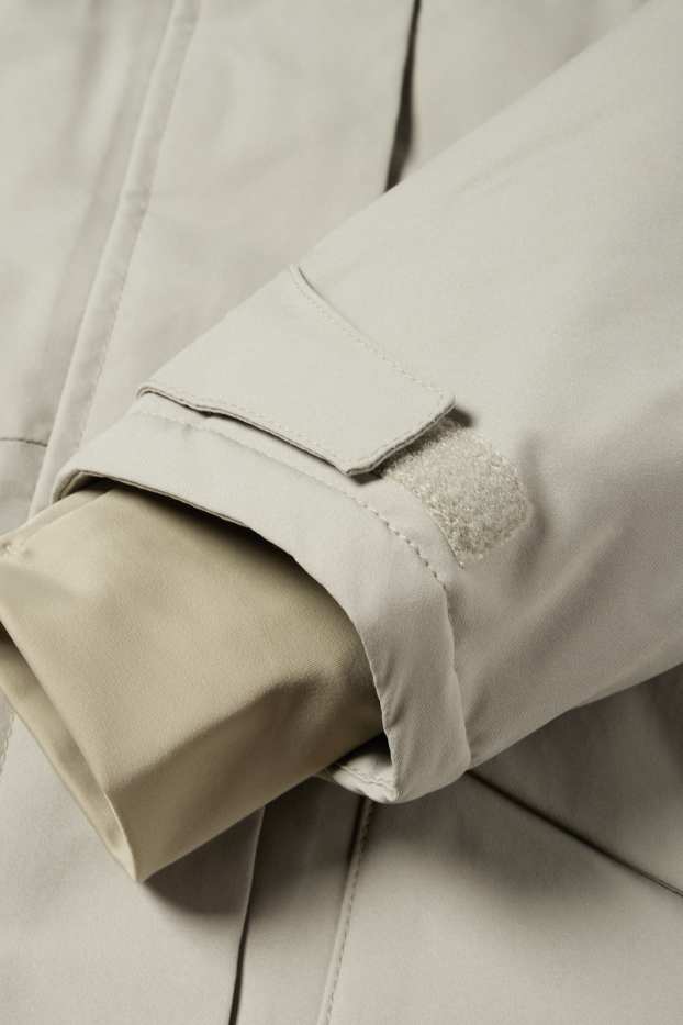 Kinder Mädchen - Regenjacke mit Kapuze - gefüttert - wasserdicht - hellgrau