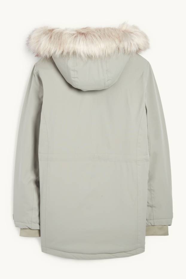 Kinder Mädchen - Regenjacke mit Kapuze - gefüttert - wasserdicht - hellgrau