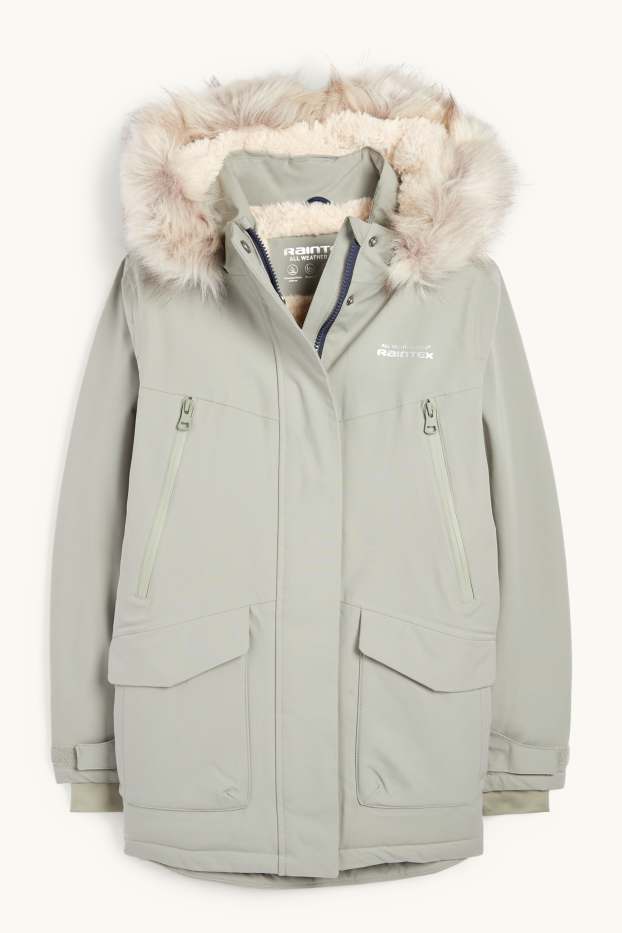 Kinder Mädchen - Regenjacke mit Kapuze - gefüttert - wasserdicht - hellgrau