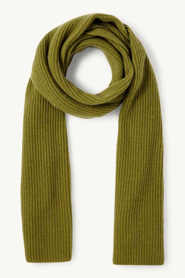 Women - Cashmere scarf - ribbed - green