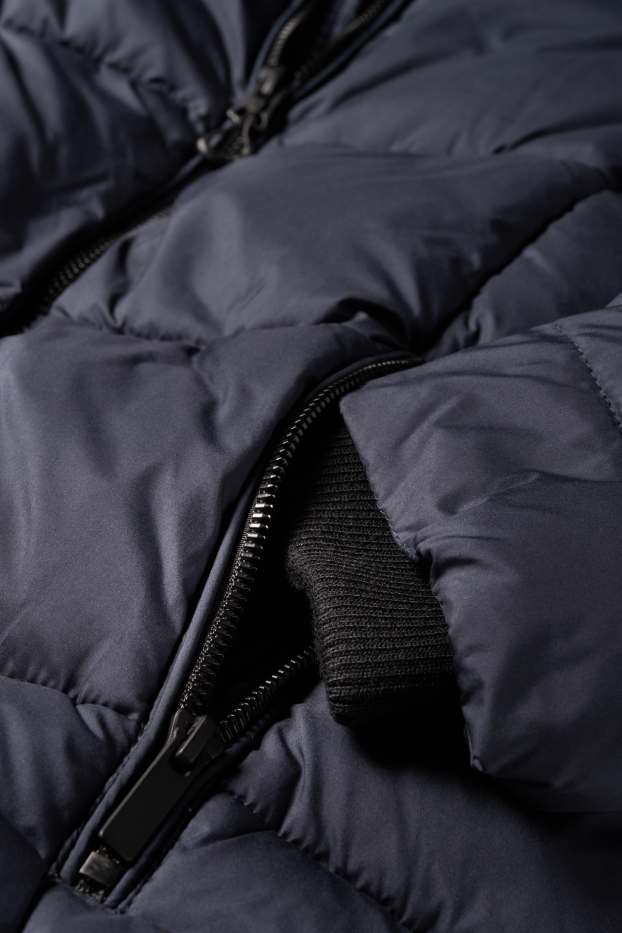 Children Girls - Quilted jacket with hood - dark blue