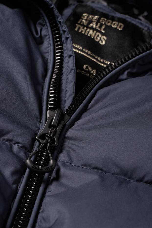 Children Girls - Quilted jacket with hood - dark blue