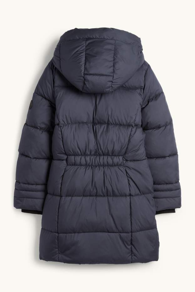 Children Girls - Quilted jacket with hood - dark blue
