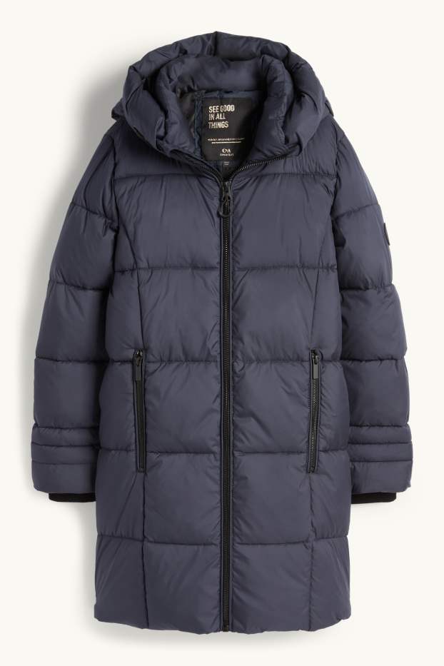 Children Girls - Quilted jacket with hood - dark blue