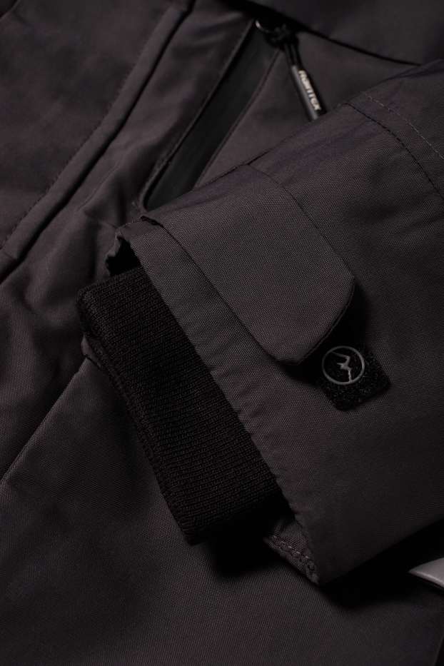 Enfants garçons - Manteau de pluie avec capuche avec garniture en imitation fourrure - doublé - gris foncé