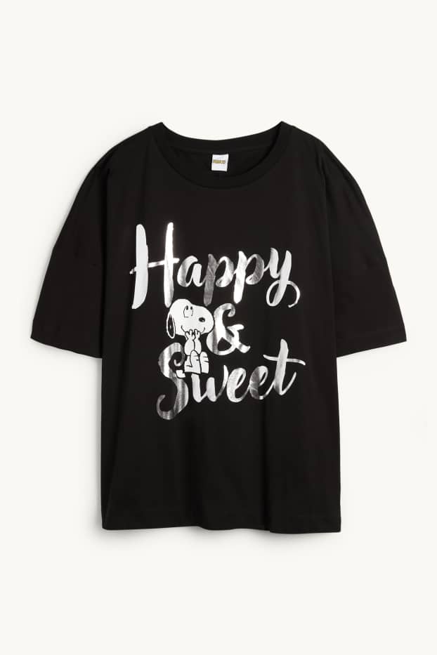 Femei - Tricou - Snoopy - aspect lucios - negru